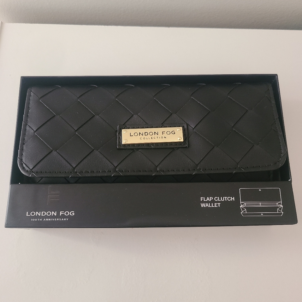 Black Woven London Fog Clutch Wallet NEW